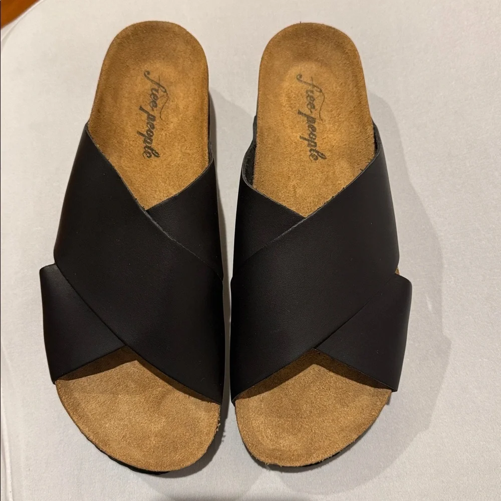 Free People Sidelines Flatform Black Criss Cross Sandals Size 38